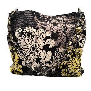 Vera Bradley Black Cream Yellow Quilted Floral Shoulder Bag
